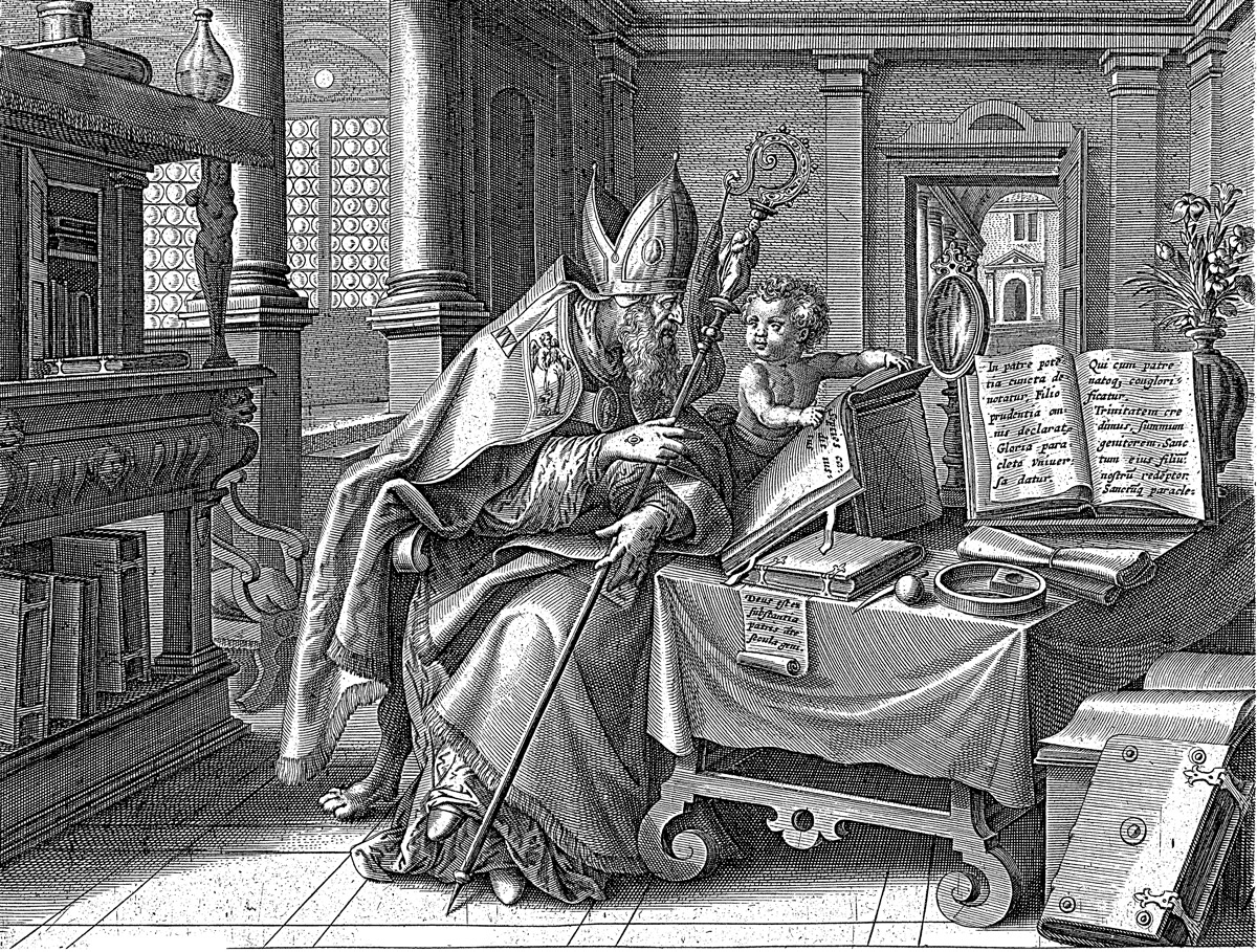 Święty Augustyn w bibliotece – rycina